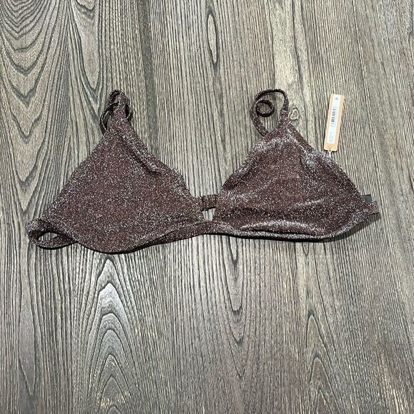 SKIMS Other - NWT Skims Gliter Swim Triangle Bikini Top Adjustable Straps Lined Cocoa Size 4X